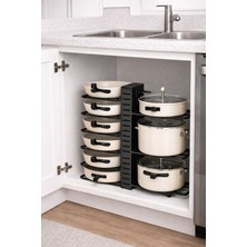 Karteya 8 Katlı Metal Mutfak Düzenleyici Raf - Tencere, Kapaklar Için Geniş Raf, Dayanıklı Boya Kaplama, Tencere Düzenleyici Raf