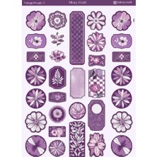 Miray Craft 1 Adet Mor Vintage Temalı Sticker (12X17 Cm) Bullet Journal,scrapbook, Ajanda ve Planlayıcı Için