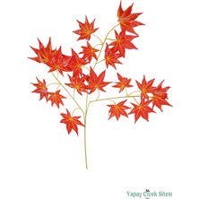 Yapay Çiçek Sitesi Yapay Çınar Ağacı Dalı 75 cm 12 Adet Kızıl