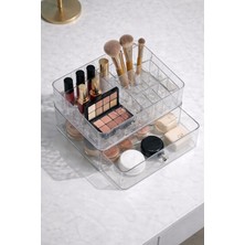 UltraMint Şeffaf 2 Katlı Çok Bölmeli Makyaj ve Takı Organizeri