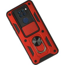 Guven  Xiaomi Redmi Note 9 Kılıf Pars Lens Yüzüklü Silikon - Kırmızı 5569854