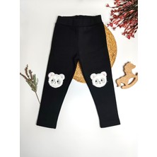 Moda Rüyası Ayıcıklı Kız Çocuk Siyah Tayt