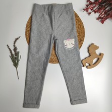 Moda Rüyası Kedili Gri Kız Çocuk Tayt