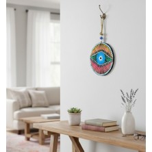 Handmade Şans ve Koruma Getiren El Boyaması Ahşap Nazarlık – 20 cm Çapında-Model-4