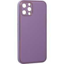 Bg Arzenis Arzenis  iPhone 12 Pro Kılıf Coco Deri Silikon Kapak - Lila 9968547