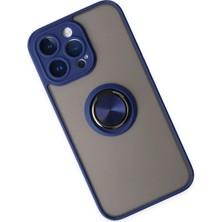 Bg Arzenis Arzenis  iPhone 14 Pro Kılıf Montreal Yüzüklü Silikon Kapak - Lacivert 9968547
