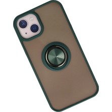 Guven  iPhone 15 Kılıf Montreal Yüzüklü Silikon Kapak - Yeşil 5569854