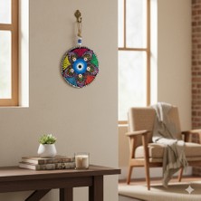 Handmade Şans ve Koruma Getiren El Boyaması Ahşap Nazarlık – 20 cm Çapında-Model-11