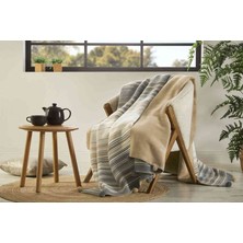 Özdilek Battaniye Pamuk  Stripe  Ponponlu Çift Kişilik  Camel