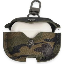 Kayem Kay  Airpods Pro 2 (2.nesil) Çanta Kamuflaj Deri Kılıf - Haki Yeşil 56487