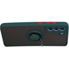 Kayem Kay  Samsung Galaxy S21 Fe Kılıf Montreal Yüzüklü Silikon Kapak - Yeşil 56487