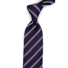 Kravatkolik Maddelena Style Mürdüm Çizgi Desen Italyan Ipek Kravat İK2264