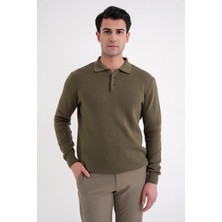 Efor Erkek Comfort Fit Pamuklu Rahat Kalıp Haki Triko Kazak TR 885