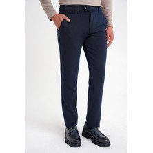 Efor Erkek Comfort Fit Rahat Kalıp Beli Lastikli Esnek Pamuklu Düz Lacivert Pantolon P 1200
