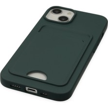 Bg Arzenis Arzenis  iPhone 14 Plus Kılıf Kelvin Kartvizitli Silikon - Koyu Yeşil 9968547