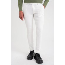 Efor Erkek Slim Fit Yan Cep Esnek Pamuklu Casual Beyaz Pantolon P 1088