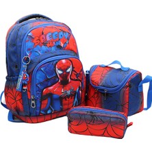 Harmela Erkek Çocuk Ilk Okul Çantası 3'lü Set Ilkokul Çantası Mavi Karakter Desenli Takım