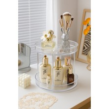 UltraMint Şeffaf 2 Katlı 360 Derece Döner Organizer Mutfak ve Banyo Standı