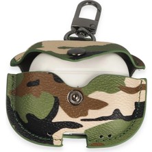 Bg Arzenis Arzenis  Airpods Pro 2 (2.nesil) Çanta Kamuflaj Deri Kılıf - Yeşil 9968547