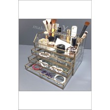 UltraMint Paris Serisi Antik Gold Çok Bölmeli Makyaj Organizer 28X20X17