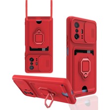 Bg Arzenis Arzenis  Xiaomi Mi 11T Pro Kılıf Zuma Kartvizitli Yüzüklü Silikon - Kırmızı 9968547