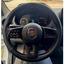 Hasbay Dikişli Direksiyon Kılıfı Minikare Karbon / Noktalı Deri Kırmızı Dikişli Mercedes Sprinter Için
