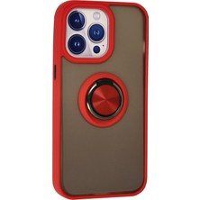 Bg Arzenis Arzenis  iPhone 13 Pro Kılıf Montreal Yüzüklü Silikon Kapak - Kırmızı 9968547