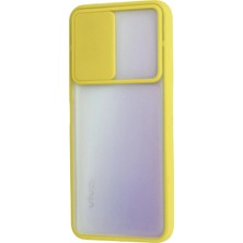 Kayem Kay  Vivo Y53S Kılıf Palm Buzlu Kamera Sürgülü Silikon - Sarı 56487