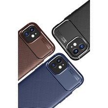 Kayem Kay  iPhone 12 Mini Kılıf Auto Focus Karbon Kapak - Kahverengi 56487
