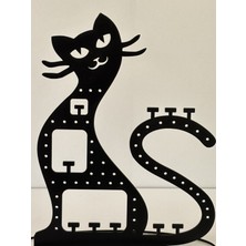 UltraMint Ahşap Kedi Figürlü Takı Küpe Standı, Lazer Kesim, Şık ve Kullanışlı