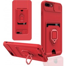 Bg Arzenis Arzenis  iPhone 7 Plus Kılıf Zuma Kartvizitli Yüzüklü Silikon - Kırmızı 9968547