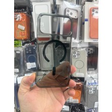 Elixem İphone 17 Pro Uyumlu Şeffaf Siyah Kamera Kısmı Açık Mika Sert Magsafe Kılıf