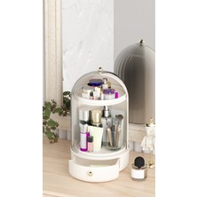 UltraMint Şeffaf Vitrin 360 Döner Standlı Çekmeceli Raflı, Modern ve Şık Tasarım