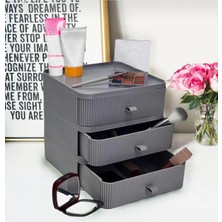 UltraMint Koyu Gri 3 Çekmeceli Makyaj ve Takı Organizeri