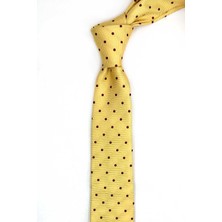 Kravatkolik 4.7 cm Sarı Puantiye Desen Ultra Slim Ipek Kravat İK2335