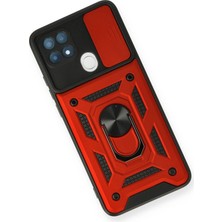 Kayem Kay  Oppo A15 Kılıf Pars Lens Yüzüklü Silikon - Kırmızı 56487