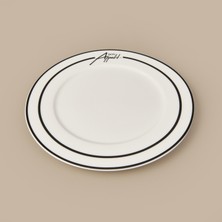 Evidea Kitchen Elegant Curves Porselen Servis Tabağı - Siyah / Beyaz - 25 cm