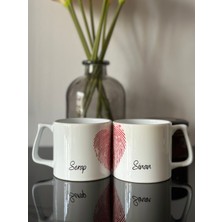 Cupova Kişiye Özel Sevgililer Günü Parmak Izi Kalp Kupası Seti, Sevgiliye Hediye, Sevgililer Günü, Hediye