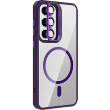 Kayem Kay  Samsung Galaxy S25 Remim Lensli Magsafe Standlı Kapak - Derin Mor 56487