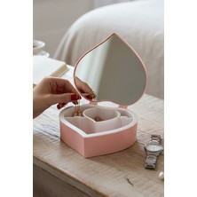UltraMint Pembe Kalp Figürlü Aynalı Takı Düzeni, Şık ve Pratik Saklama Çözümü