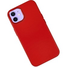 Bg Arzenis Arzenis  iPhone 12 Kılıf Asya Deri Silikon - Kırmızı 9968547