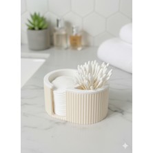 UltraMint Ahşap Görünümlü Pamuk ve Kulak Çubuğu Düzenleyici, Şık Makyaj Organizersi