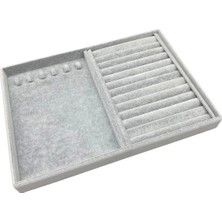 UltraMint Gri Süet Kumaş Takı Çekmecesi, Tırnaklı, Standlı, 34X24 cm