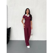 Zengezur Mall Xmpdby Ottoman Kumaş Beyaz Gömlek Yaka Takım S4142 Bordo (Beden: L)