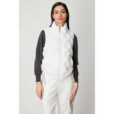 On Fashion Kadın Ekru Şişme Yelek 60997