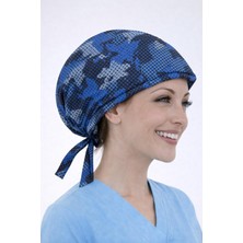 Dr. Mitra Cerrahi Bone Medikal Doktor Hemşire Hastane Bonesi Unisex -Mavi Kamuflaj Desen