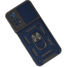 Kayem Kay  Xiaomi Poco M4 Pro 4g Kılıf Pars Lens Yüzüklü Silikon - Lacivert 56487