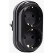 Mutlusan 2li Topraklı Fiş-Priz Düz Tip Siyah (001 170 033006 00 11) Standart