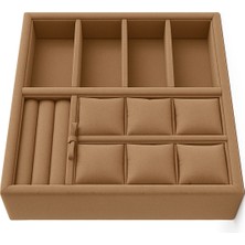 UltraMint Açık Kahve Çekmece Içi Düzenleyici, Saat, Küpe, Kolye, Gözlük Organizeri