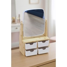 UltraMint Bambu 4 Çekmeceli Aynalı Organizer Düzenleyici, Şık ve Fonksiyonel Kullanım